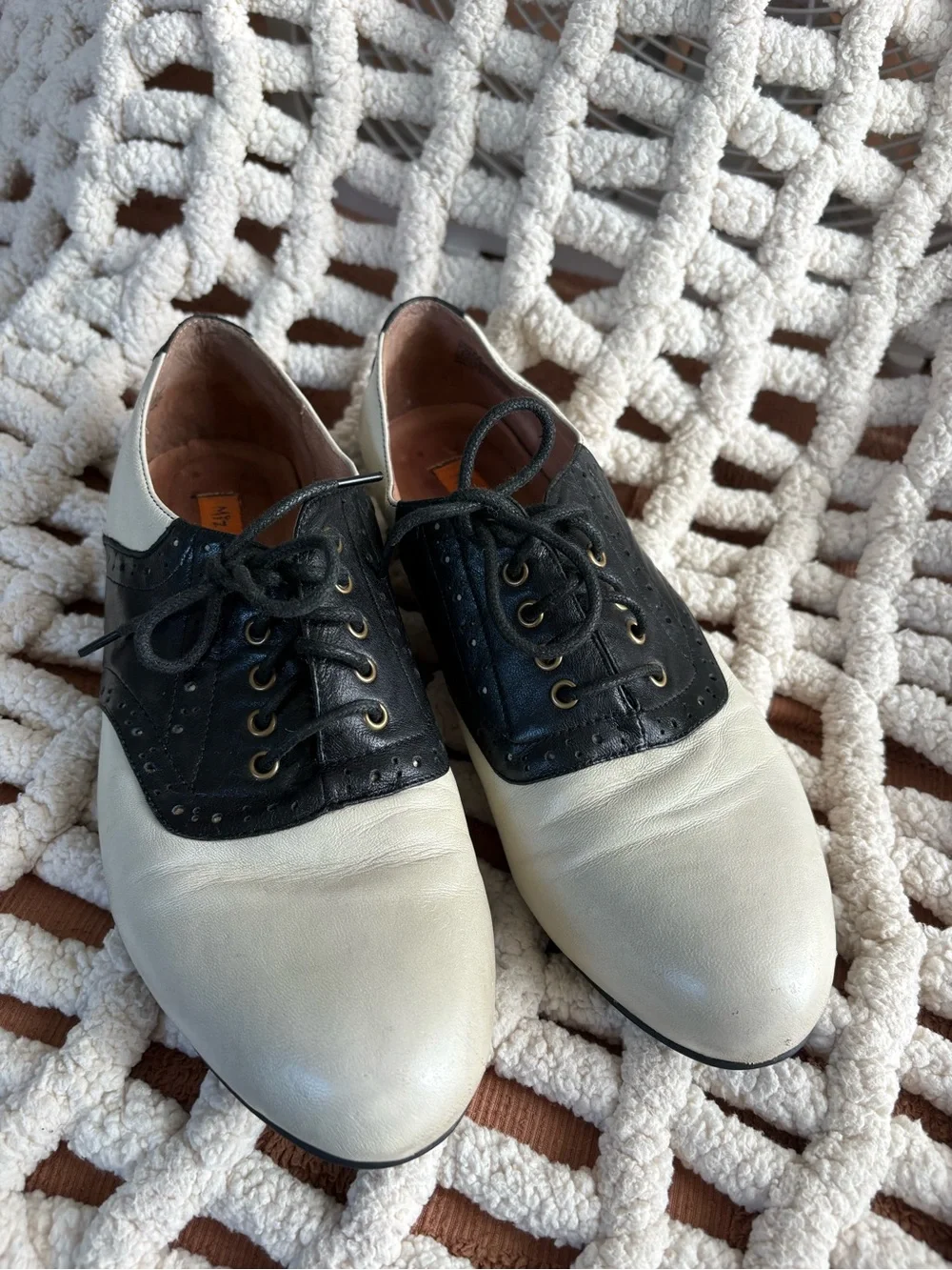 Black and White Saddle Oxfords - Two Tone Lace-Up Shoes